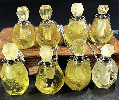 33mm Golden Citrine Perfume Carved Bottle with Chain