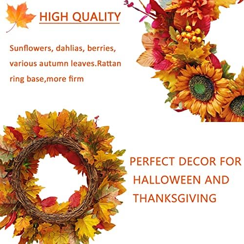 Tokcare 20 Inch Fall Wreath for Front Door