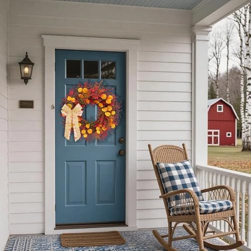 CYANBLOOM Fall Front Door Wreath 24 Inch