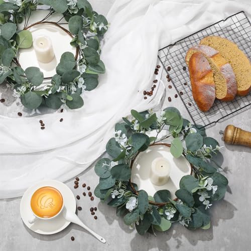 Redbaker 6 Pcs Eucalyptus Wreath 12 Inch Artificial Green Decor