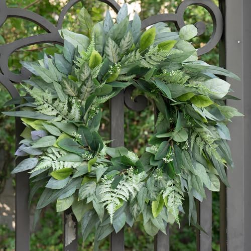 24-26 Inch Artificial Eucalyptus Wreath for Front Door