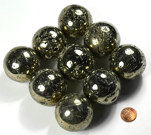 HQRP Golden Pyrite Sphere 46mm Natural Crystal Decor with Stand