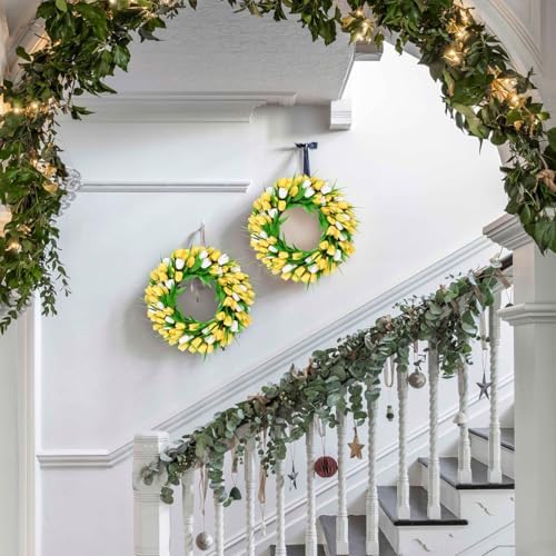 UArtlines 20 Inch Artificial Tulip Wreath for Front Door