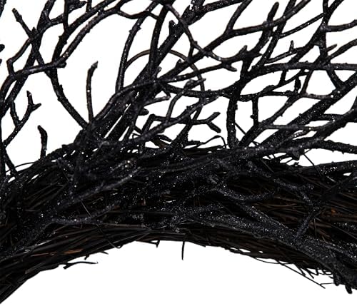 Northlight Glittered Twig Artificial Halloween Wreath - 24 Black