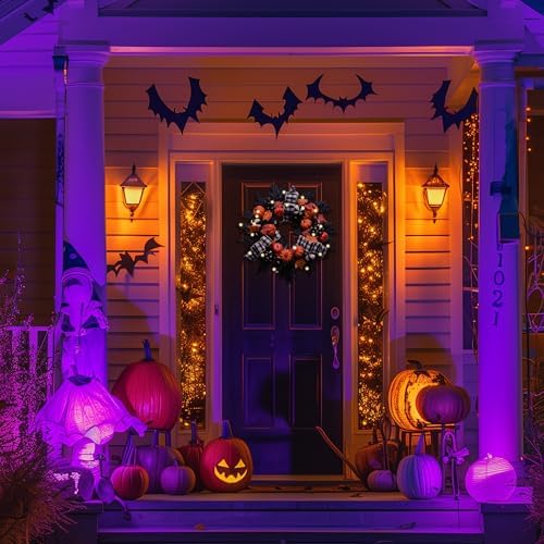 Valery Madelyn 24 Inch Collapsible Halloween Wreath with Lights