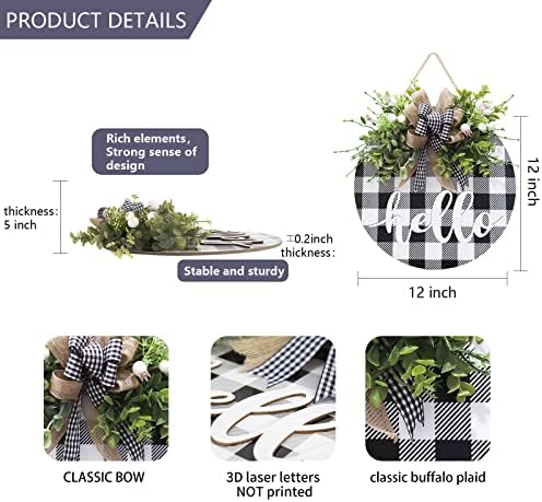 Vofuly Buffalo Plaid Door Wreath 12 Inch Farmhouse Decor