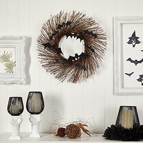 Nearly Natural 26in Halloween Bats Twig Wreath
