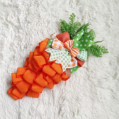 Easter Carrot Wreath with Striped Bow for Front Door