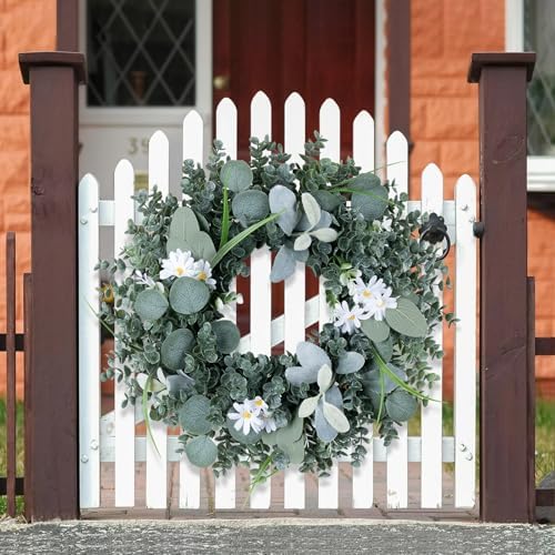 Gixie Home 20 Inch Artificial Eucalyptus Door Wreath