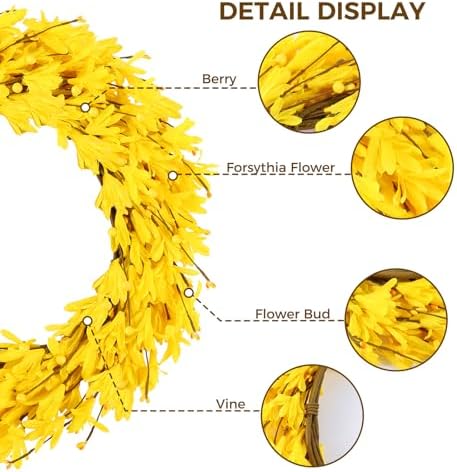 20 Artificial Forsythia Wreath Yellow Door Decor