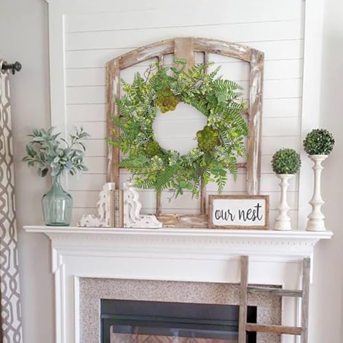 24 Inch Artificial Fern Wreath for Front Door