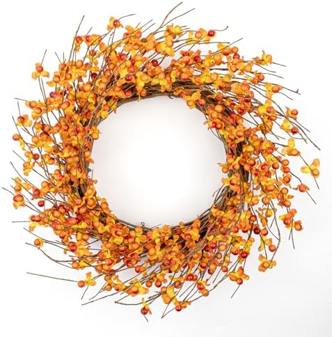 20 Inch Artificial Fall Wreath for Front Door Autumn Decor