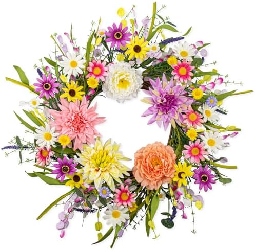 Vibrant Spring Floral Wreath 22 Inch for Front Door