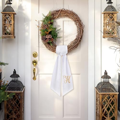 2 Pack Letter H Embroidery Wreath Sash for Front Door