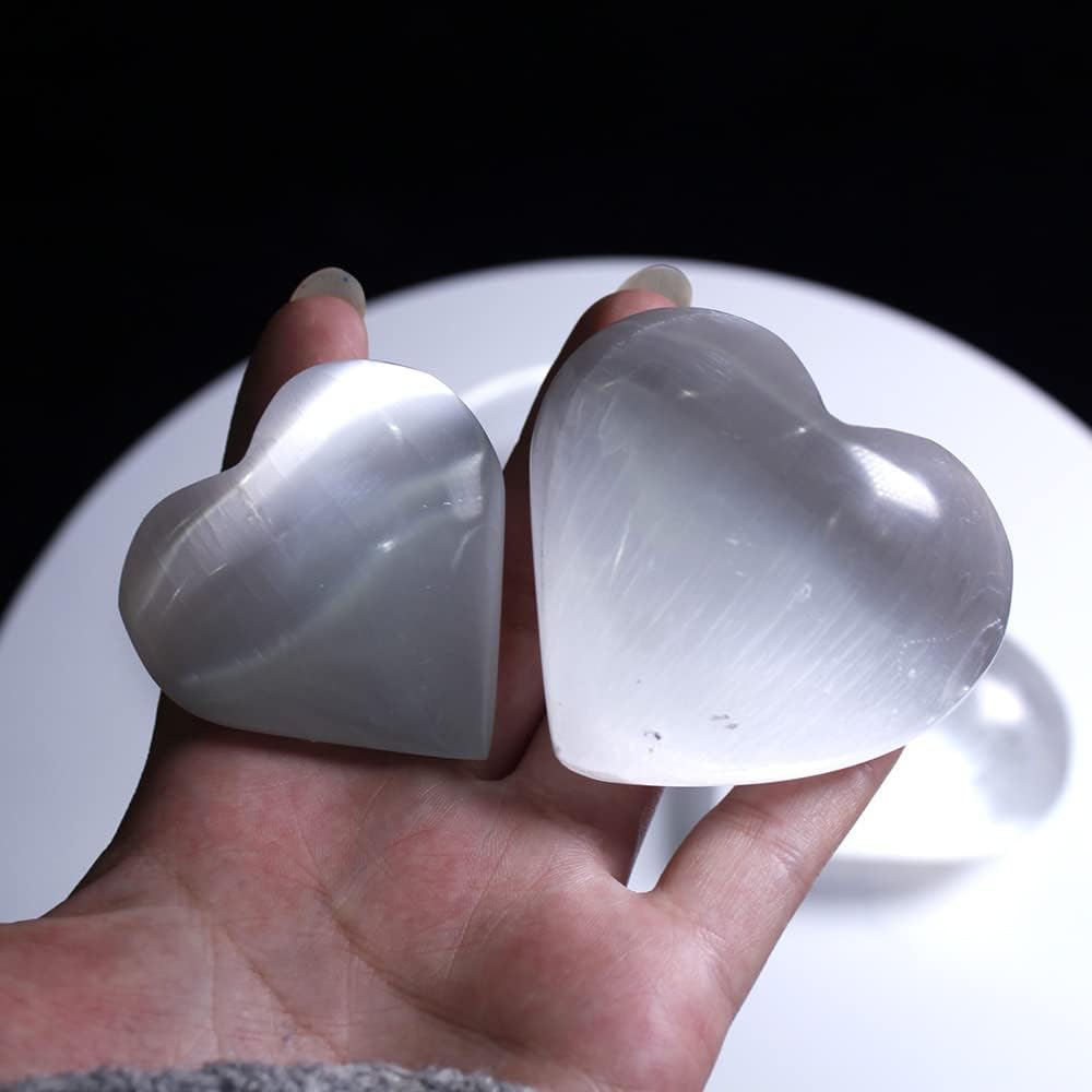 Heart Shaped Selenite Gemstone Reiki Healing Chakra Stone for Girlfriend