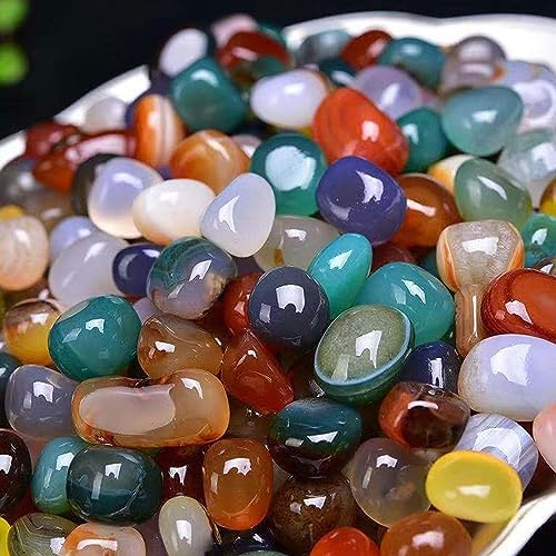 DECORN 1lb Bulk Natural Multicolor Agate Tumbled Stones for Decoration and Healing