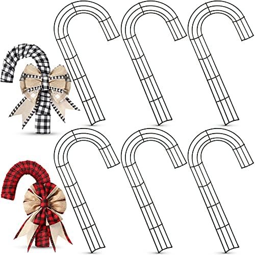 6 Piece Candy Cane Wire Wreath Frame for DIY Holiday Decoration