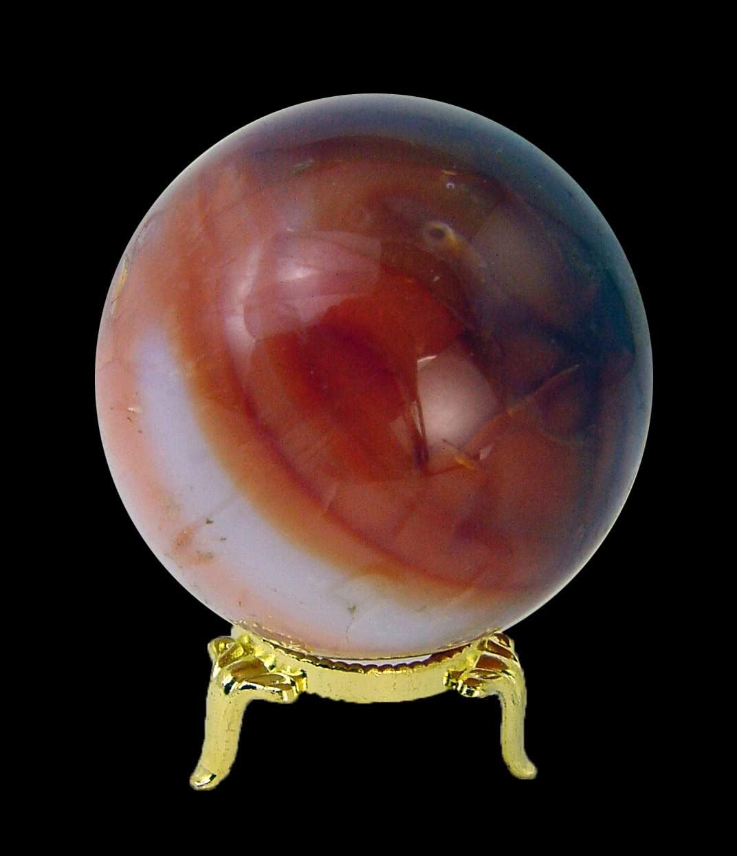 Carnelian Agate Sphere 65mm with Stand for Healing and Decor