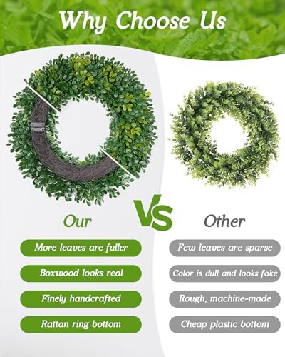 Vlorart 20 Inch Boxwood Wreath for Front Door