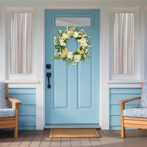 Northlight Peony and Rose Artificial Spring Wreath 24-inch White Green