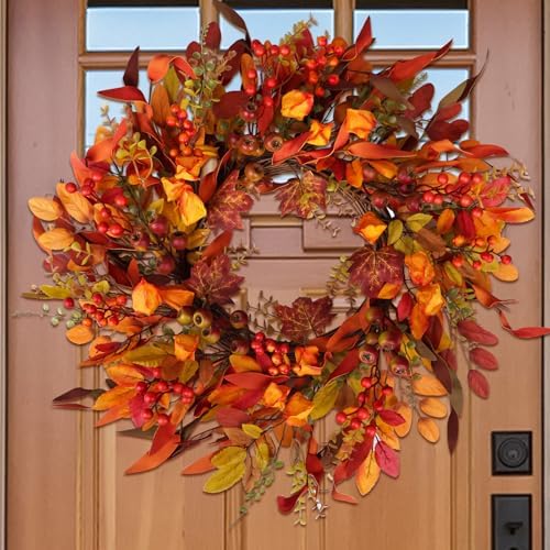 24 Inch Artificial Berry Wreath for Fall Holidays