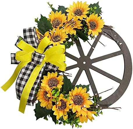 Summer Sunflower Bee Wreath for Front Door Decor