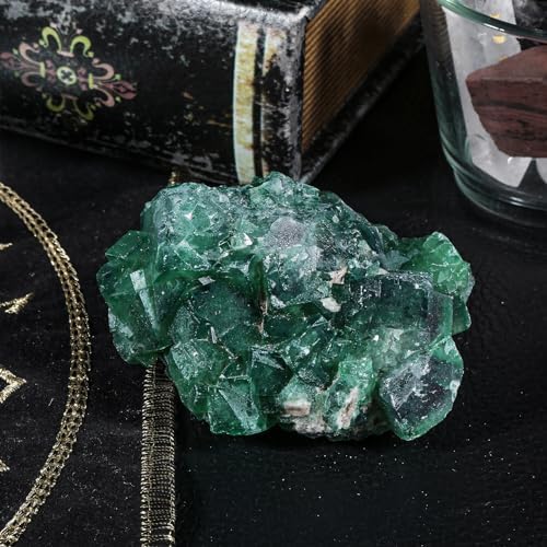 Tumbeelluwa Green Fluorite Crystal Cluster Geode Raw Stone for Healing and Decor