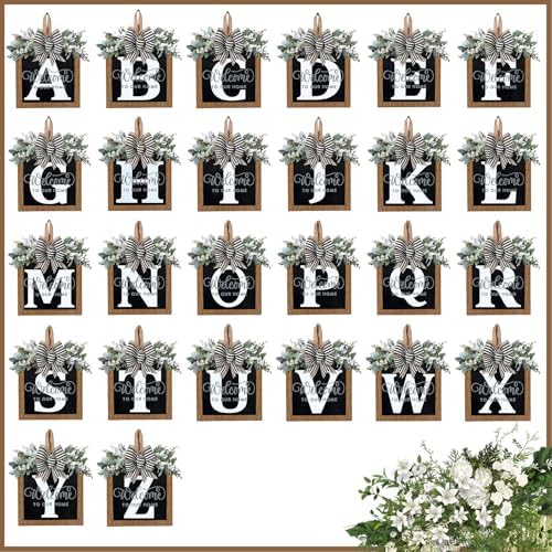 Ultra Large 14 Inch Front Door Wreath with 26 Initial Welcome Sign