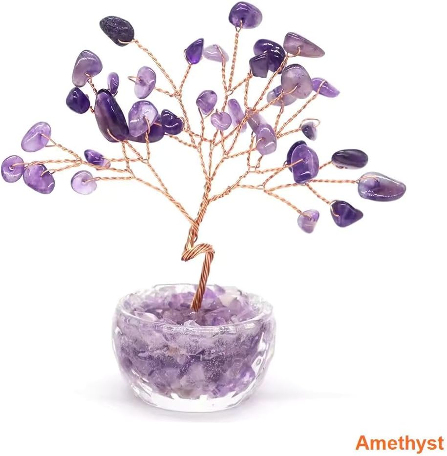 Crystal Money Tree with Citrine and Amethyst Stones