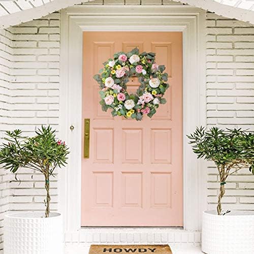 WANNA-CUL 24 Inch Spring Peony Wreath for Front Door 1