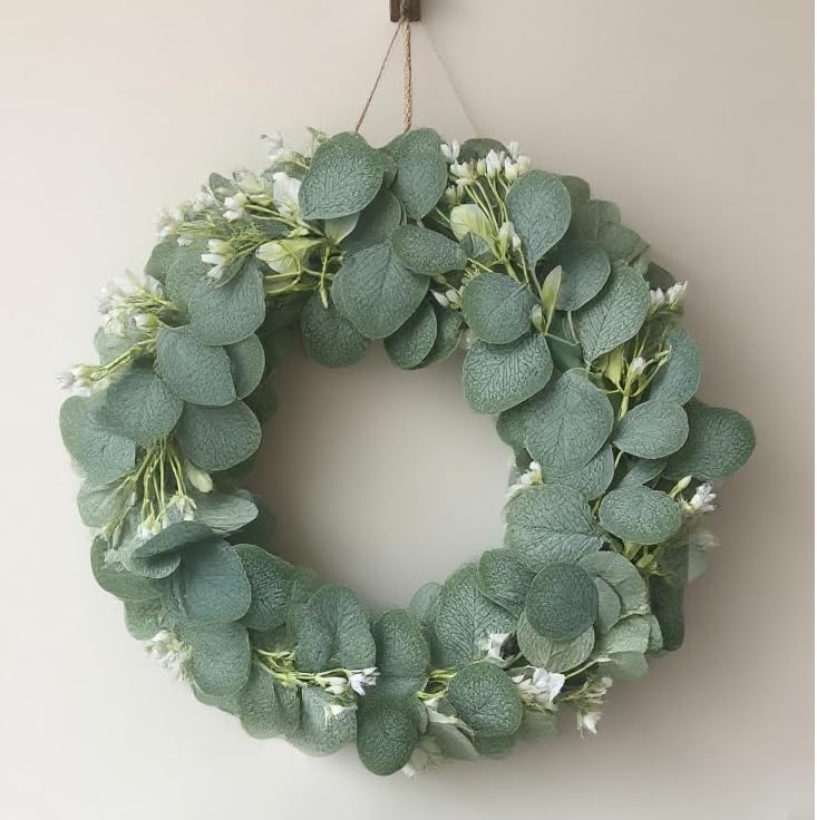 Elegant 16 Artificial Green Leaf Wreath for Door and Wall Decor