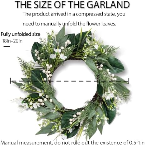 20 Inch Eucalyptus Wreath for Front Door Seasonal Decoration