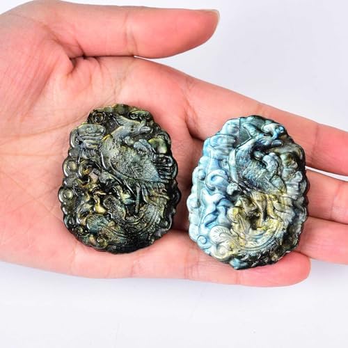AMOYSTONE Labradorite Healing Palm Stone for Jewelry and Decoration