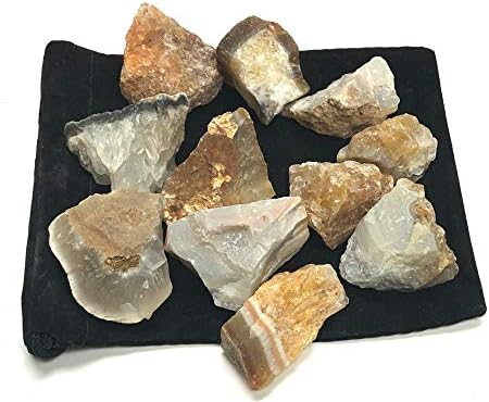Rough Natural Agate Stones - 1 Velvet Bag 12 Pound