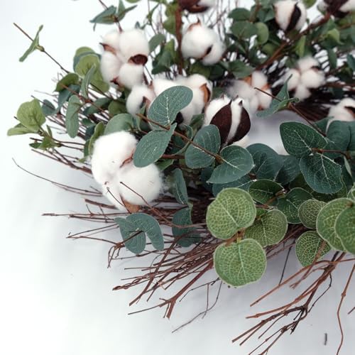 Idyllic Eucalyptus and Cotton Wreath for Front Door