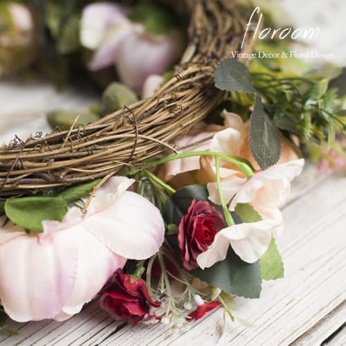 Floroom Floral Wreath 15-16 Inches Front Door Decor