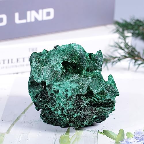 Rockcloud Malachite Raw Stone Decor for Home Office