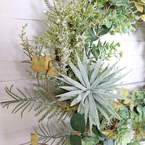 Idyllic 22 Inch Artificial Succulent Wreath for Front Door and Home Decor