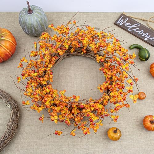 20 Inch Artificial Fall Wreath for Front Door Autumn Decor