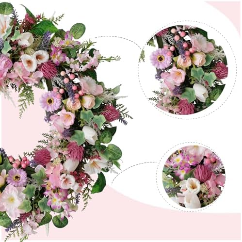 22 Inch Wild Flower Door Wreath for Spring Summer