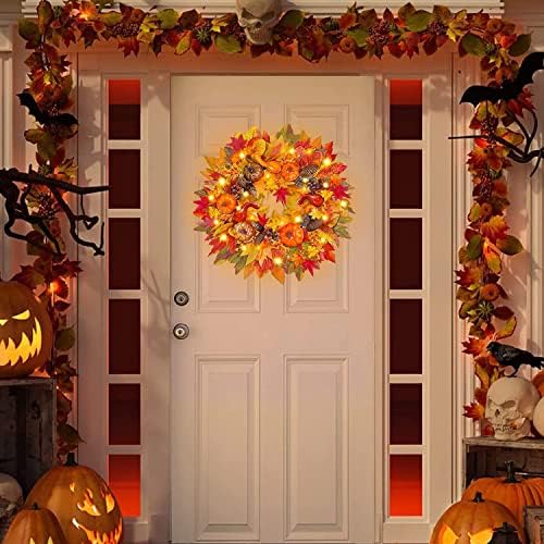 20 Inch Fall Wreath with 20 LED Lights