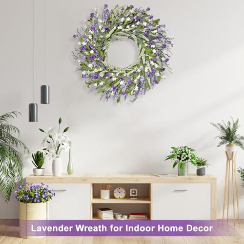 Artgar 26 Inch Lavender Wreath for Front Door
