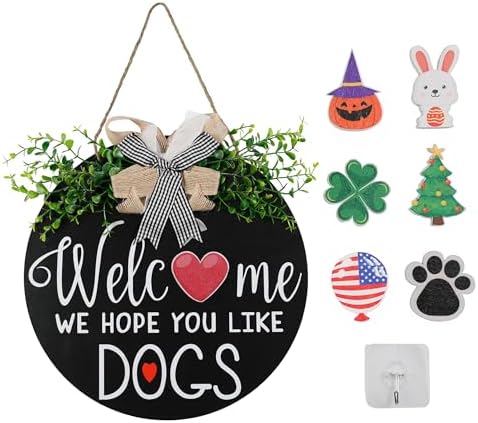 Zavothy Interchangeable Welcome Wreath Sign for Farmhouse Front Porch Decor