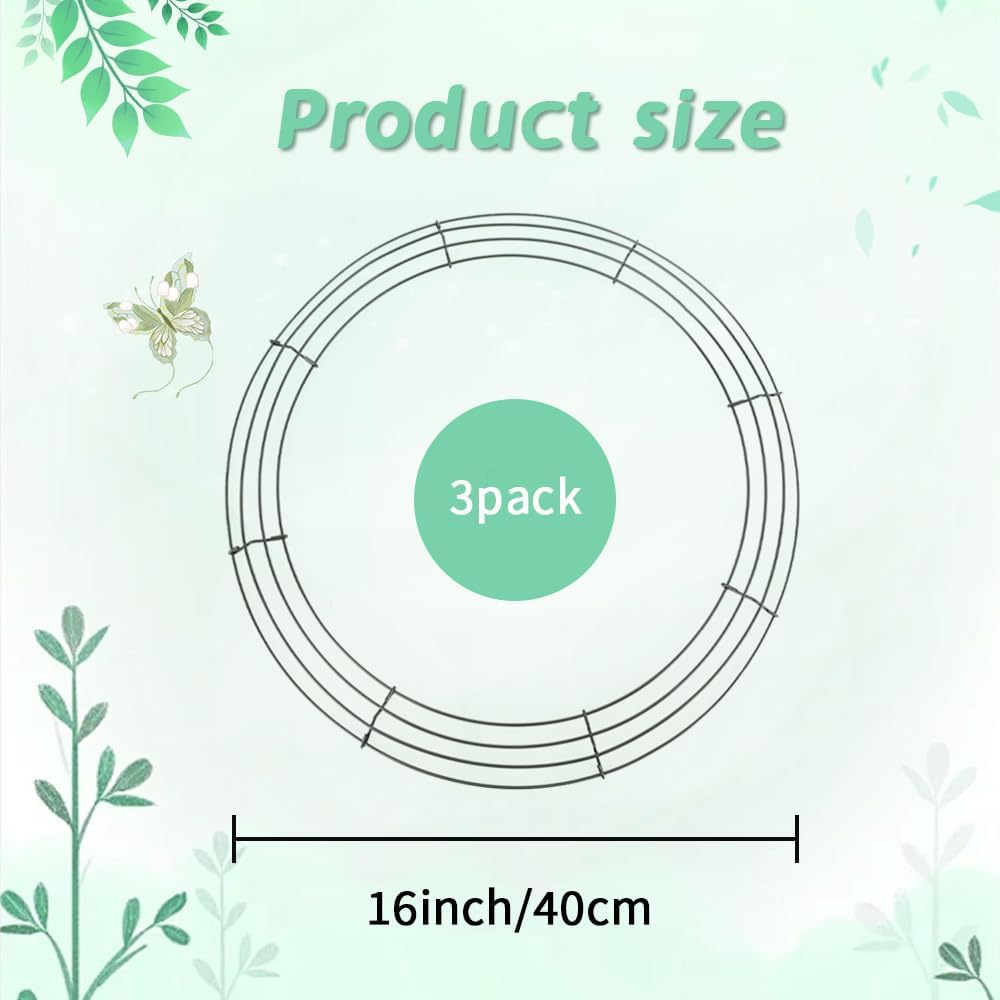 3 Pack 16 Inch Metal Wire Wreath Frame for Decor