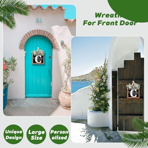 Custom Last Name Welcome Door Wreath 14 Inch