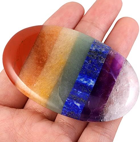 TUMBEELLUWA 7 Chakra Crystal Thumb Worry Stone