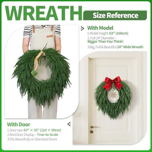 24 Inch Norfolk Pine Wreath for Front Door