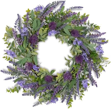 Lavender Wreath for Front Door 22 Inch All Season Decor