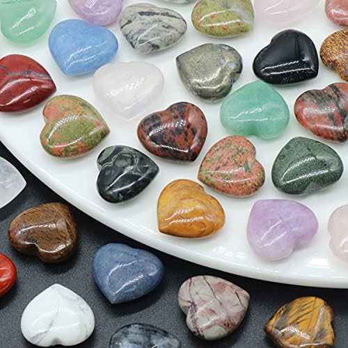 LE SKY 20 Pcs Natural Heart Shape Healing Crystal Agate Chakra Beads