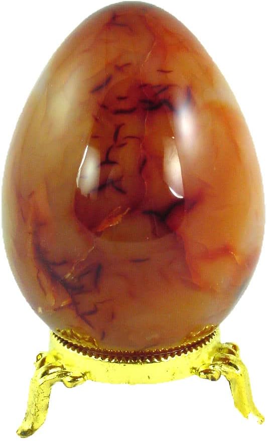 Carnelian Agate Egg with Lapidary Stand for Healing and Decor
